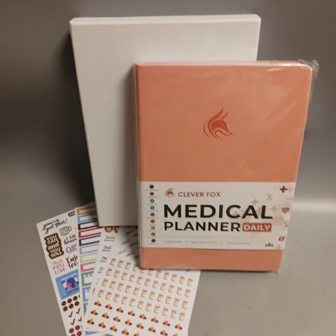 BOXED CLEVER FOX DAILY MEDICAL PLANNER IN SALMON