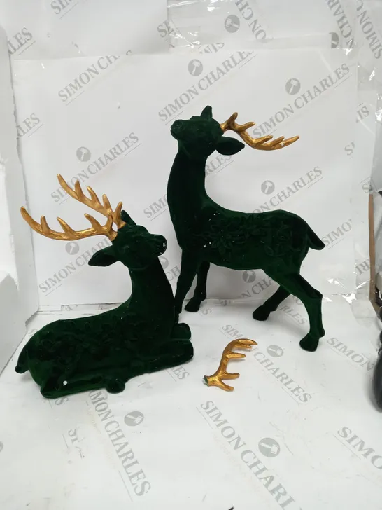 BOXED ALISON CORK SET OF 2 VELVET HENRY STAGS