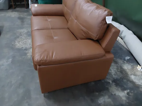 DESIGNER TWO SEATER SOFA TAN LEATHER 