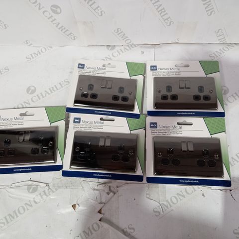 BOX OF APPROXIMATELY 5 ASSORTED BG NEXU METAL DOUBLE SWITCHED POWER SOCKETS