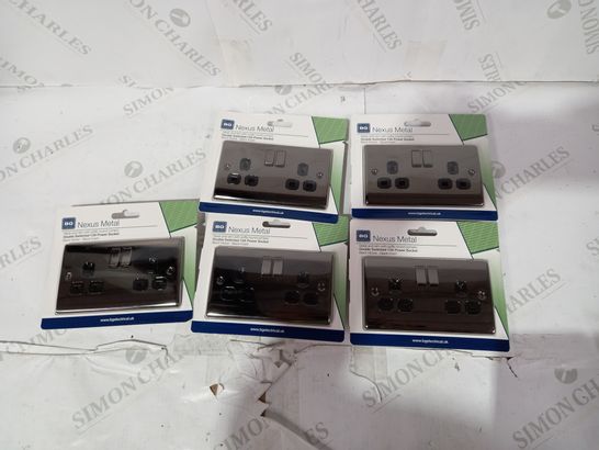BOX OF APPROXIMATELY 5 ASSORTED BG NEXU METAL DOUBLE SWITCHED POWER SOCKETS