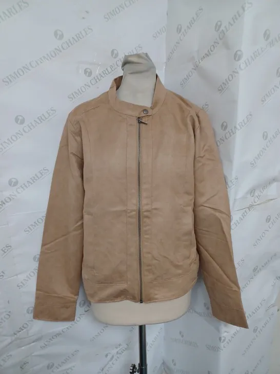 OXMO PEGGY JACKET IN TAN SIZE 14