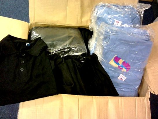 LARGE QUANTITY OF ASSORTED BOYS POLO SHIRTS IN BLACK AND BLUE - VARIOUS SIZES