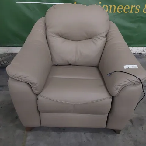 QUALITY BRITISH DESIGNER G PLAN JACKSON POWER RECLINING EASY CHAIR CAMBRIDGE TAUPE LEATHER 