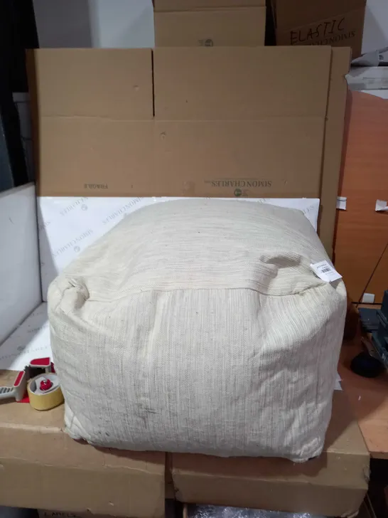 BOXED BRAND NEW KELLY HOPPEN NATURAL FABRIC POUFFE