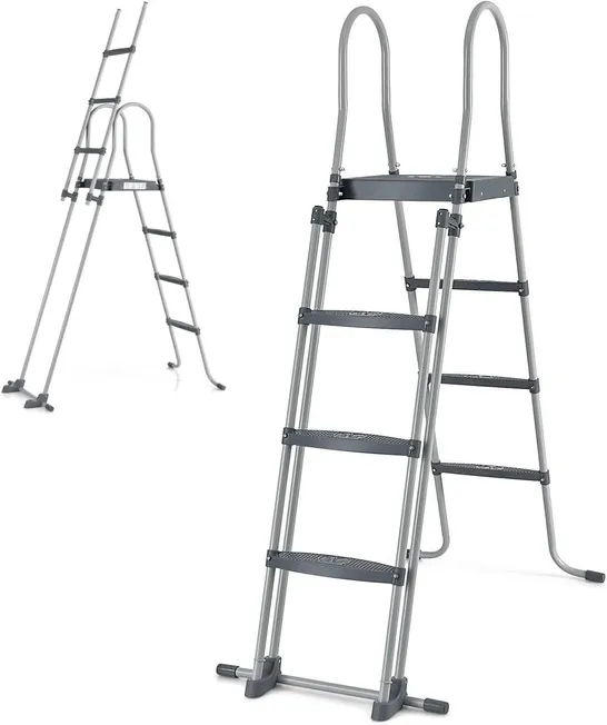 BOXED COSTWAY 122cm SWIMMING POOL LADDER A-SHAPED STAINLESS STEEL ABOVE GROUND SAFETY LADDER