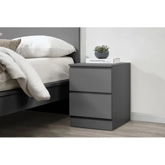 BOXED 2 DRAWER BEDSIDE TABLE IN GREY