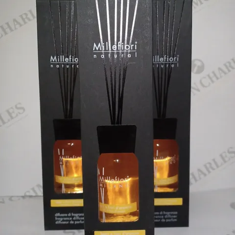 LOT OF 3 X 100ML MILLEFIORI MILANO ROOM FRAGRANCE DIFFUSER - BOIS & FLEUR D'ORANGE 