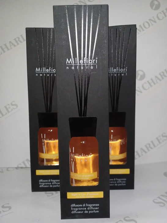 LOT OF 3 X 100ML MILLEFIORI MILANO ROOM FRAGRANCE DIFFUSER - BOIS & FLEUR D'ORANGE 