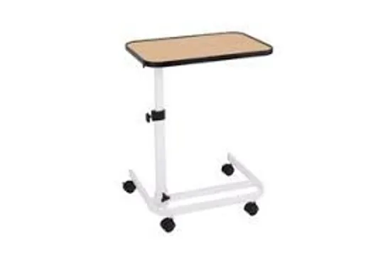 BOXED COSTWAY PORTABLE BEDSIDE TABLE WITH 9-LEVEL ADJUSTABLE HEIGHT - NATURAL