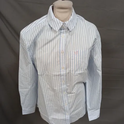 CREW CLOTHING COMPANY BLUE & WHITE STRIPE SHIRT - SIZE 10