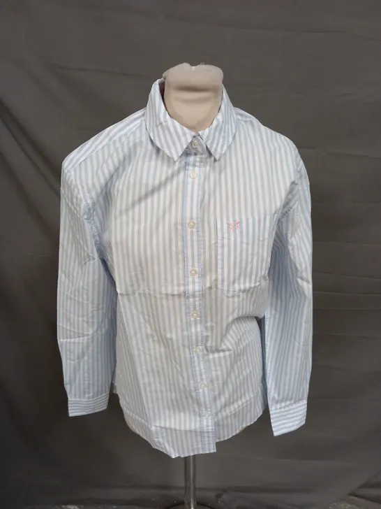 CREW CLOTHING COMPANY BLUE & WHITE STRIPE SHIRT - SIZE 10