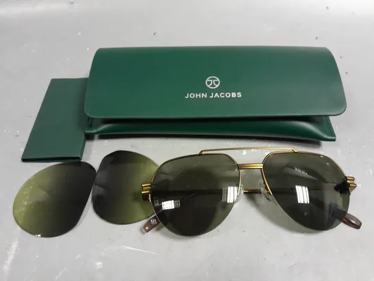 JOHN JACOBS GOLD FRAMED GLASSES IN CASE