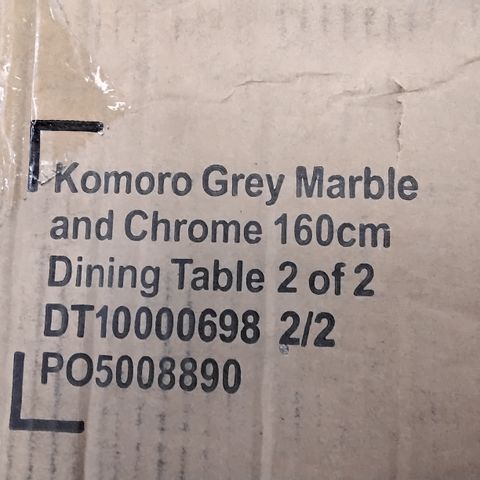 BOXED KOMOR9 GREY MARBLE DINING TABLE BASE (BOX 2 OF 2 ONLY)