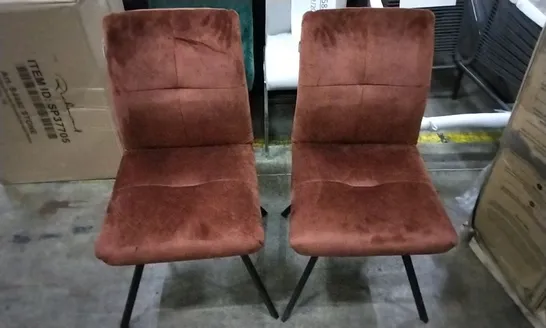 DESIGNER PAIR PLUSH VELVET AUBURN CHAIR 