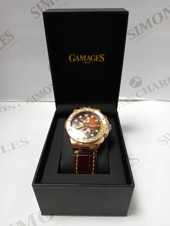 GAMAGES OF LONDON LIMITED EDITION HAND ASSEMBLED VESSEL AUTOMATIC WATCH - ROSE/BROWN 