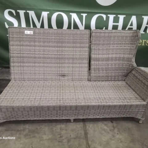 GREY RATTAN THREE SEATER END RECLINING CORNER SOFA SECTION