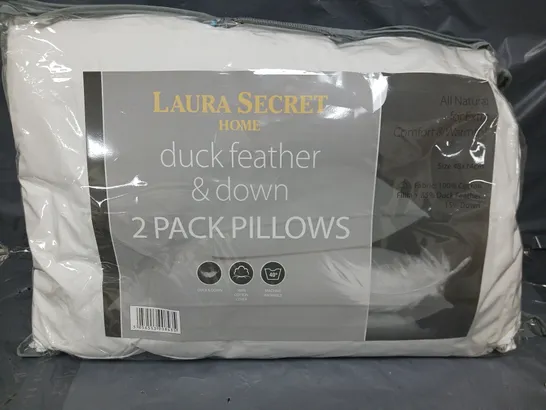 LAURA SECRET HOME DUCK FEATHER & DOWN 2 PACK PILLOWS IN WHITE