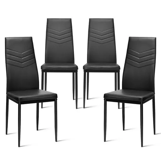 BOXED COSTWAY 4 PCS ARMLESS SIDE CHAIRS WITH UPHOLSTERED CUSHION AND STURDY METAL FRAME - BLACK