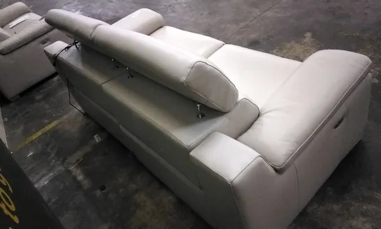 QUALITY ITALIAN DESIGNER RICCARDO 3 SEATER POWER RECLINER SOFA LEATHER SAND 