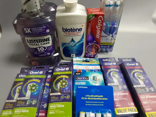 LOT OF APPROXIMATELY 17 ASSORTED HEALTH AND BEAUTY ITEMSTO INCLUDE ORAL-B BRISTELS AND MOUTHWASH