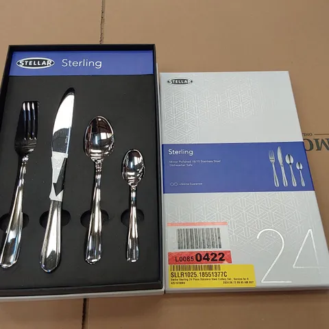 BOXED STELLAR STERLING 24 PIECE STAINLESS STEEL CUTLERY SET - SERVICE FOR 8 (1 BOX)