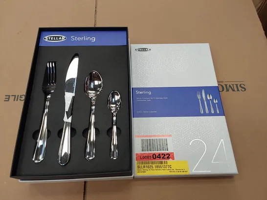 BOXED STELLAR STERLING 24 PIECE STAINLESS STEEL CUTLERY SET - SERVICE FOR 8 (1 BOX)