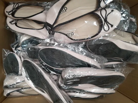 BOX OF APPROXIMATELY 20 PAIRS OF MRP SLIP-ON SHOES IN PALE PINK - VARIOUS SIZES