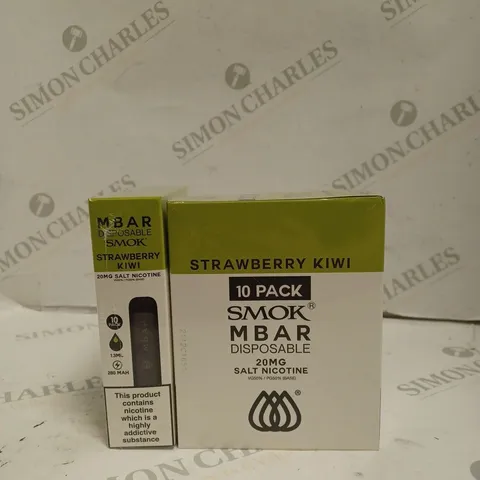 BOXED 1 PACK OF 10 SMOK M BAR DISPOSABLE VAPES - STRAWBERRY KIWI. 