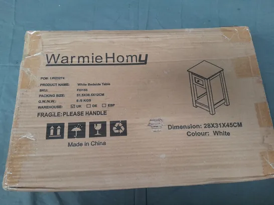 boxed and sealed WARMIEHOMY white bedside table 