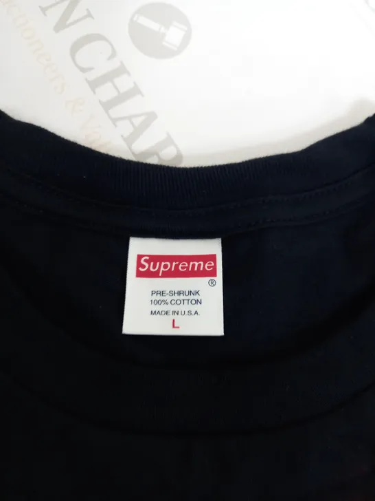 SUPREME BLACK LOGO TSHIRT-LARGE