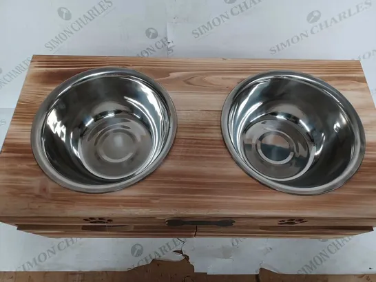 WOODEN DOG FEEDING STATION WITH DRAWS