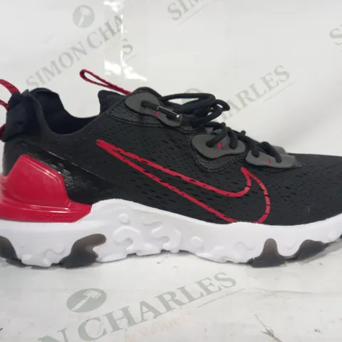 BOXED PAIR OF NIKE REACT D/MS/X SHOES IN BLACK/RED UK SIZE 11