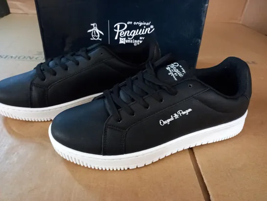 PAIR OF PENGUIN ORIGINAL WIDE FIT FLATFORM TRAINERS IN BLACK - UK 10