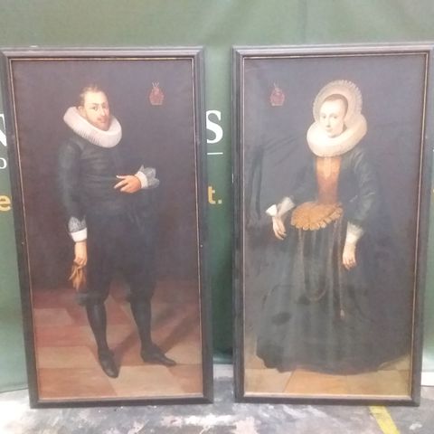 2 ASSORTED TUDOR PORTRAITS ON CANVAS TO INCLUDE; ELIZABETH I AND SIR FRANCIS DRAKE