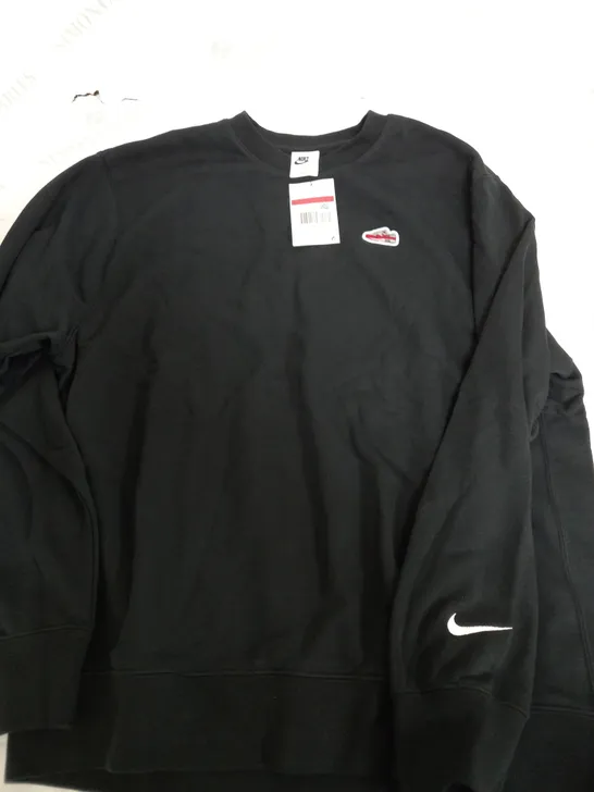 NIKE TRAINER BLACK CREW NECK JUMPER - LARGE