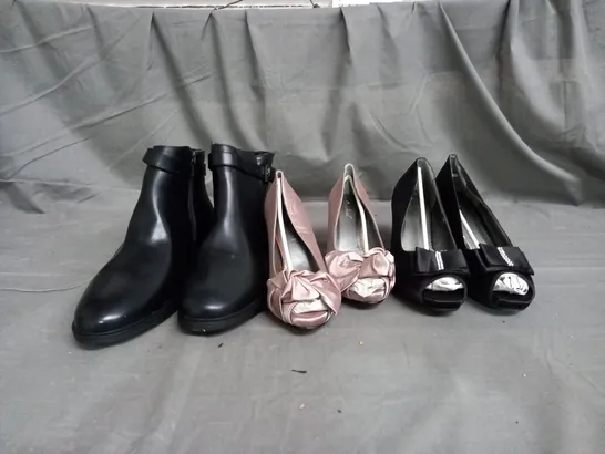 APPROXIMATELY 10 PAIRS OF ASSORTED WOMEN SHOES IN VARIOUS STYLES AND SIZES 