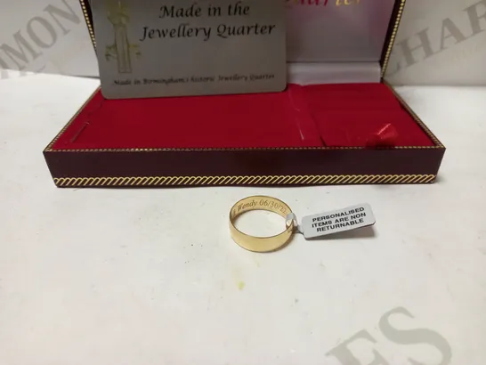 PERSONALISED 9CT YELLOW GOLD COURT WEDDING RING - SIZE S  RRP £299