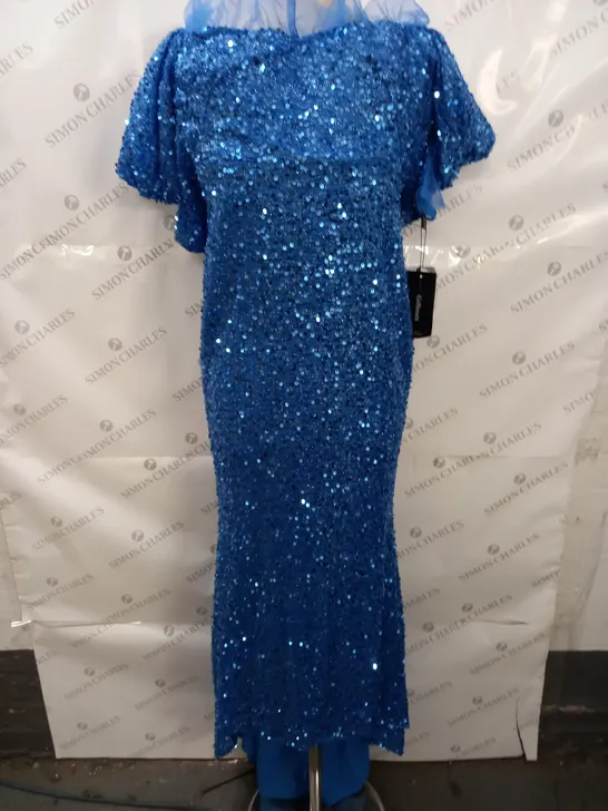 GIFFNISETI BLUE SEQUIN MAXI DRESS - S