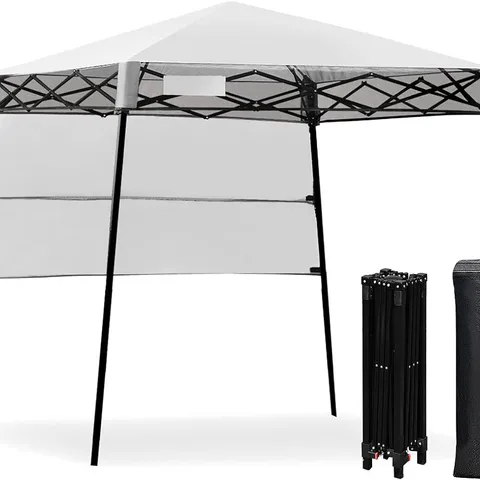 BOXED COSTWAY 1.8M X 1.8M POP UP GAZEBO WITH 1 SIDE PANEL - WHITE