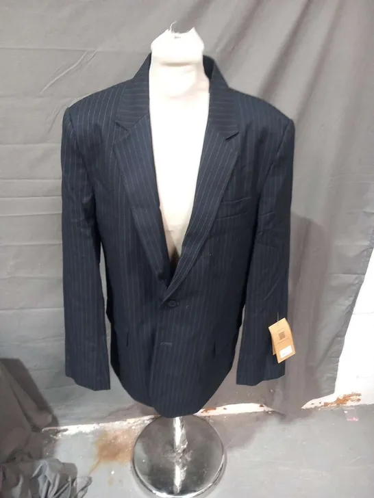 STEVENSON PINSTRIPE SUIT. JACKET 36 AND TROUSERS 30/33L