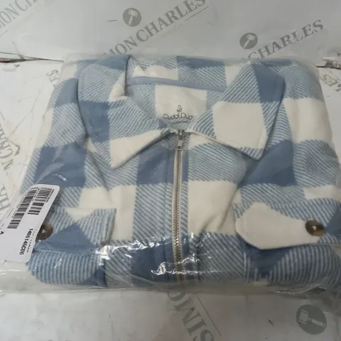 CUDDL DUDS HALF ZIP SHACKET CLOUD BLUE/CHECK XL