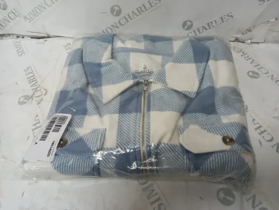 CUDDL DUDS HALF ZIP SHACKET CLOUD BLUE/CHECK XL