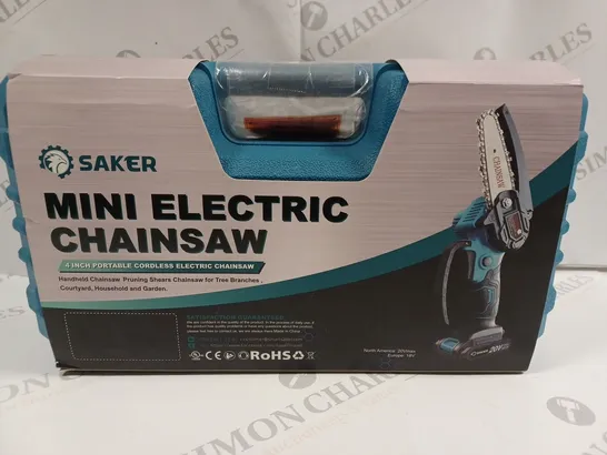 BOXED SAKER MINI ELECTRIC CHAINSAW WITH BATTERIES