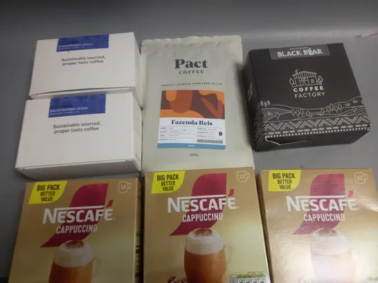 LOT OF 7 ASSORTED PACKS OF COFFEE TO INCLUDE PACT COFFEE AND BLACK BEAR