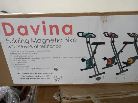 DAVINA FITNESS FOLDING MAGNETIC EXERCISE BIKE - MINT - COLLECTION ONLY