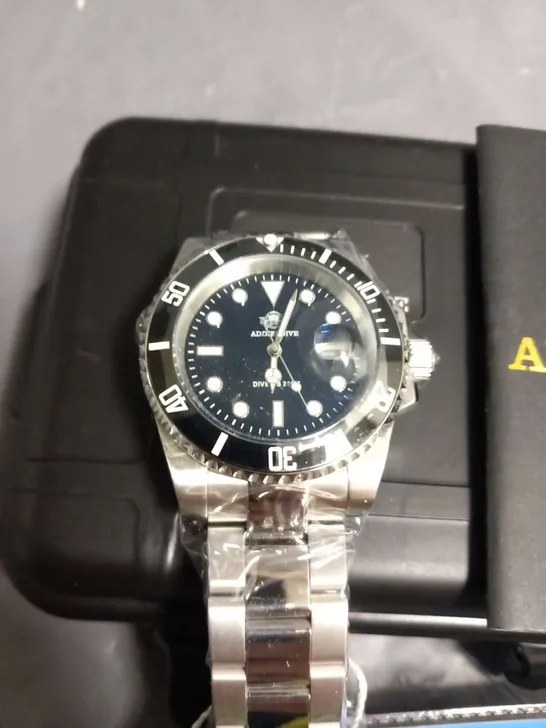 BOXED ADDIESDIVE DEEP SEA HUNTER STAINLESS STEEL WRIST WATCH