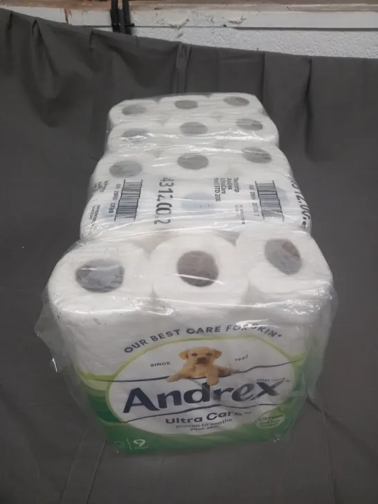 5X SEALED  PACKS OF 9 ROLLS ANDREX ULTRA CARE TOILET TISSUE