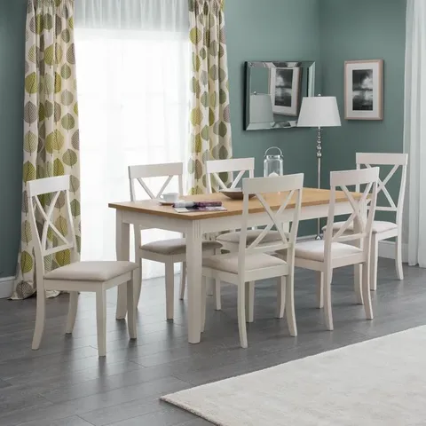 BOXED CONKLIN SOLID OAK/IVORY DINING TABLE (1 BOX)