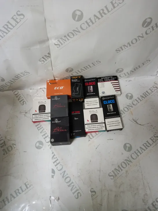 BOX OF APPROXIMATELY 10 ECIG PRODUCTS TO INCLUDE ASPIRE, KANGERTECH, CIGPET